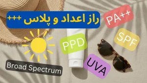 ضدآفتاب، کلاه آفتابی و عینک روی سطح پارچه‌ای روشن